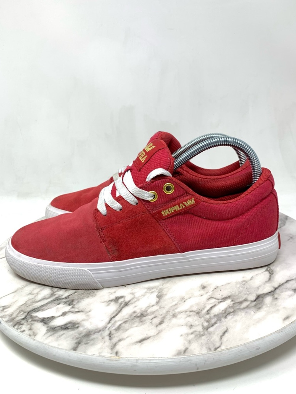 Supra Stacks II Vulc Red Nubuck/Canvas Low-Top Skate Sneakers 8 Mens Sporty Punk - Picture 3 of 16